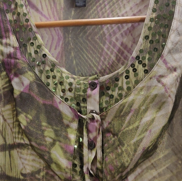 Pure Silk Green Purple Tunik - perfect for Goa 🌴🌴🌴 - Picture 2 of 6